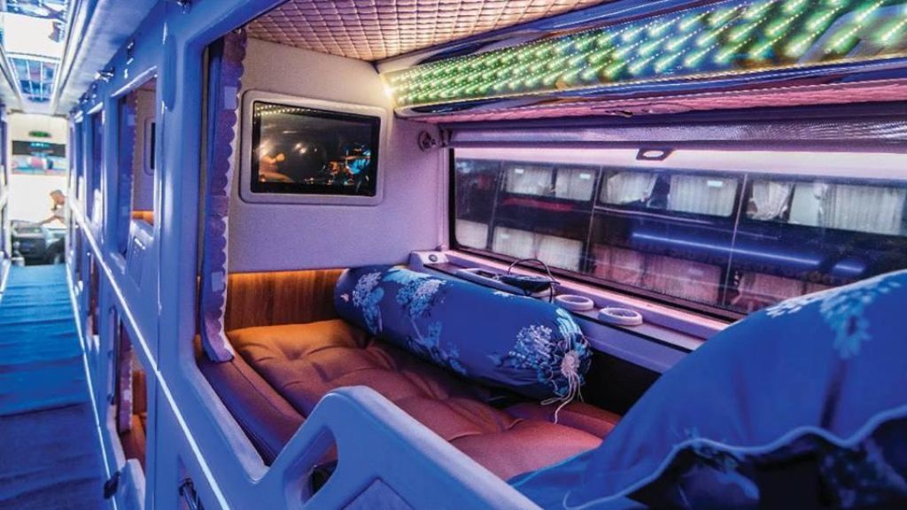 Private Sleeper Cabin on the Bus from Hanoi to Kon Tum